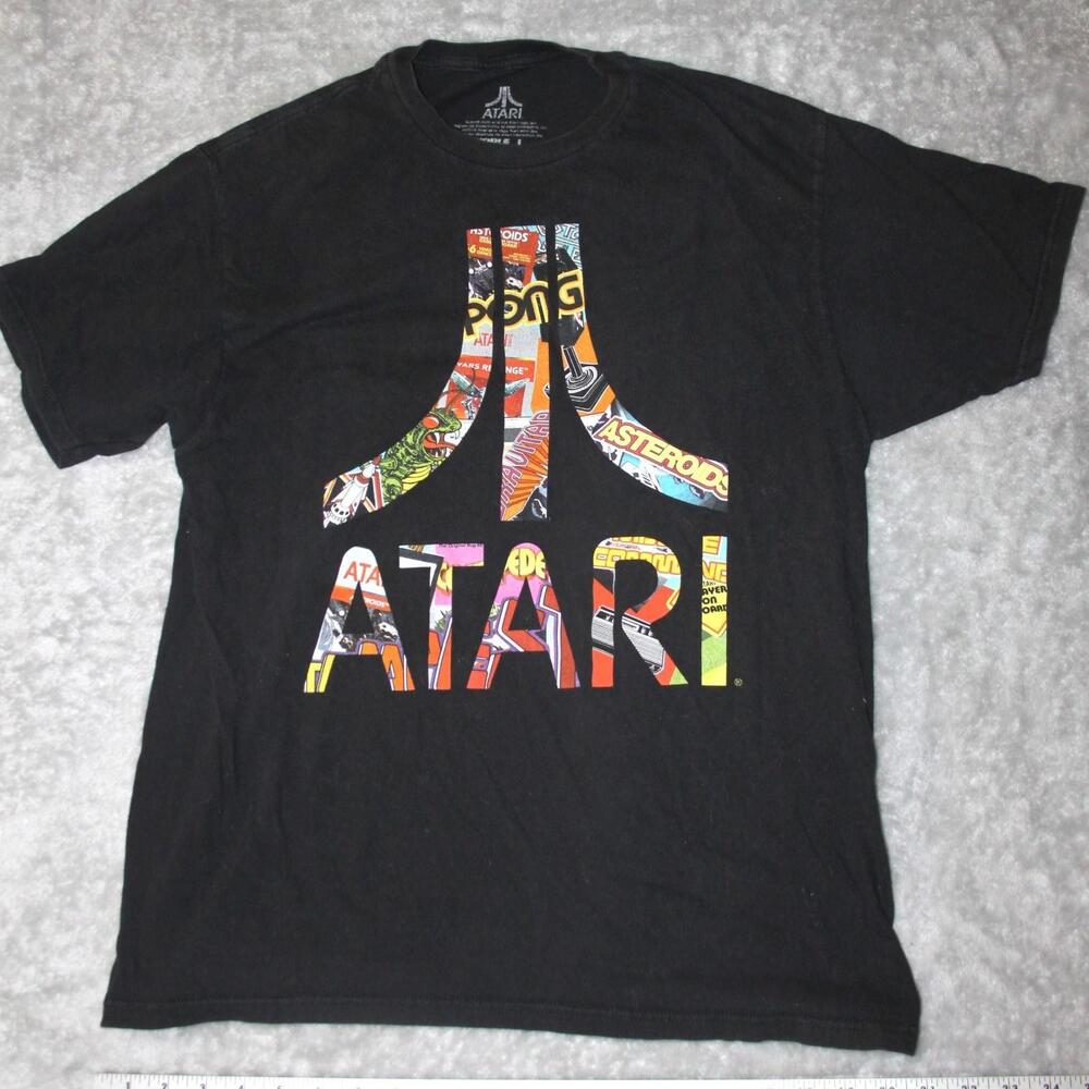 Atari Shirt Ripple Junction Mens L Black Short Sleeve Graphic Crewneck